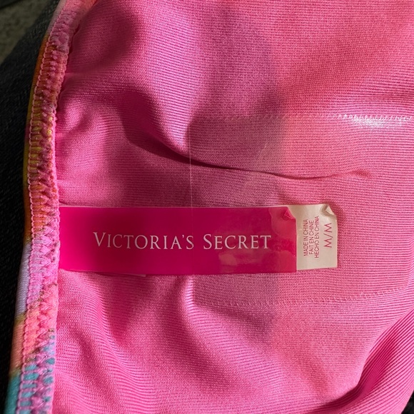 Victoria's Secret 2 Piece Bikini Bright Rainbow Chevron Stripes Halter Top M - Picture 15 of 16